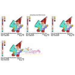 Gnome Birthday Number-4 Embroidery Design Pattern-2