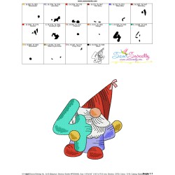 Gnome Birthday Number-4 Embroidery Design Pattern-3