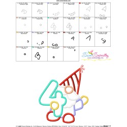 Gnome Birthday Number-4 Applique Design Pattern-3