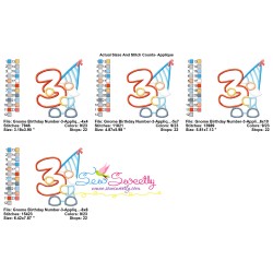 Gnome Birthday Number-3 Applique Design Pattern-2