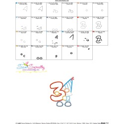 Gnome Birthday Number-3 Applique Design Pattern-3