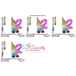 Gnome Birthday Number-2 Embroidery Design Pattern-2