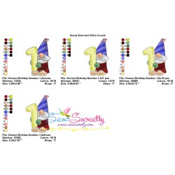 Gnome Birthday Number-1 Embroidery Design Pattern-2