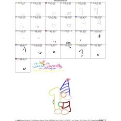 Gnome Birthday Number-1 Applique Design Pattern-3