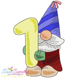 Gnome Birthday Numbers Embroidery Design Bundle-3