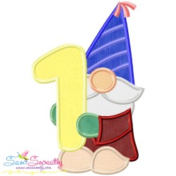 Gnome Birthday Numbers Applique Design Bundle-3