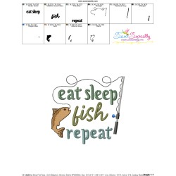 Eat Sleep Fish Repeat Fishing Embroidery Design Pattern-3