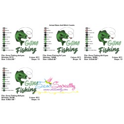 Gone Fishing Lettering Embroidery Design Pattern-2