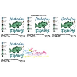 Hooked On Fishing Lettering Embroidery Design Pattern-2