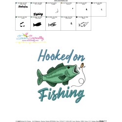 Hooked On Fishing Lettering Embroidery Design Pattern-3