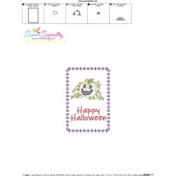 Cardstock Embroidery Design Pattern- Happy Halloween Pumpkin Greeting Card-2