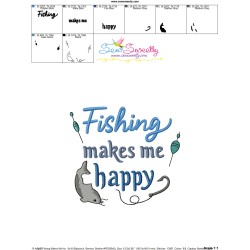 Fishing Makes Me Happy Lettering Embroidery Design Pattern-3