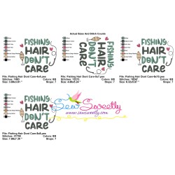 Fishing Hair Don't Care Lettering Embroidery Design Pattern-2