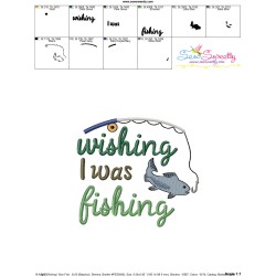 Wishing I Was Fishing Lettering Embroidery Design Pattern-3