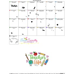 Teacher Life Back To School Lettering Embroidery Design Pattern-3