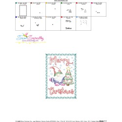 Cardstock Embroidery Design Pattern- Merry Christmas Gnome And Tree Greeting Card-2