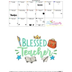 Blessed Teacher Back To School Lettering Embroidery Design Pattern-3