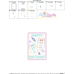 Cardstock Embroidery Design Pattern- Happy Birthday Gifts Greeting Card-2