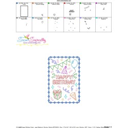 Cardstock Embroidery Design Pattern- Happy Birthday Greeting Card-2