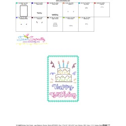 Cardstock Embroidery Design Pattern- Happy Birthday Cake Greeting Card-2