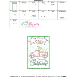 Cardstock Embroidery Design Pattern- Merry Christmas Truck Greeting Card-2