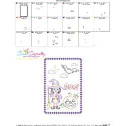 Halloween Cardstock Embroidery Design Pattern- Boo Witch And Pumpkin-2