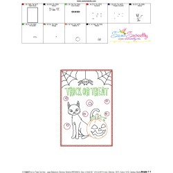 Halloween Cardstock Embroidery Design Pattern- Trick or Treat Cat And Pumpkin-2