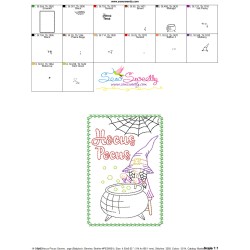 Halloween Cardstock Embroidery Design Pattern- Hocus Pocus Gnome Witch-2