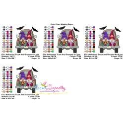 Halloween Truck And Gnomes Embroidery Design Pattern-2