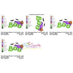 Halloween Monster Truck Pumpkin Boo Embroidery Design Pattern-2