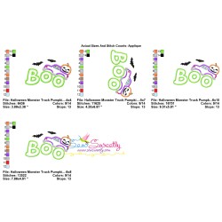 Halloween Monster Truck Pumpkin Boo Applique Design Pattern-2