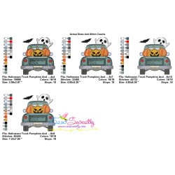 Halloween Truck Pumpkins And Ghost Embroidery Design Pattern-2