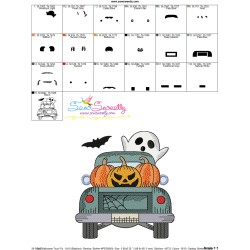 Halloween Truck Pumpkins And Ghost Embroidery Design Pattern-3