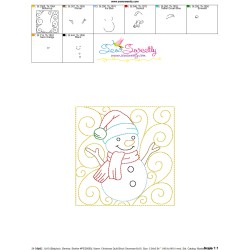 Christmas Quilt Block Snowman Embroidery Design Pattern-3