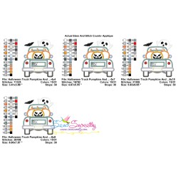 Halloween Truck Pumpkins And Ghost Applique Design Pattern-2