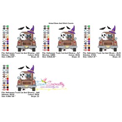 Halloween Truck Cat And Ghost Embroidery Design Pattern-2