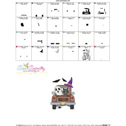 Halloween Truck Cat And Ghost Embroidery Design Pattern-3
