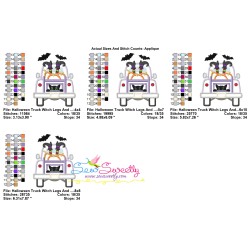 Halloween Truck Witch Legs And Pumpkins Applique Design Pattern-2