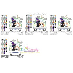 Halloween Truck Pumpkin And Cat Applique Design Pattern-2