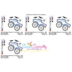Halloween Monster Truck Ghost Applique Design Pattern-2