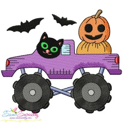Halloween Trucks Filled Stitch Embroidery Design Bundle-9