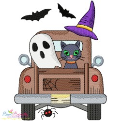 Halloween Trucks Filled Stitch Embroidery Design Bundle-10