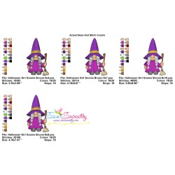 Halloween Girl Gnome Broom Embroidery Design Pattern-2