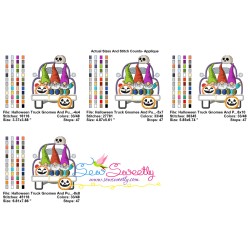 Halloween Truck Gnomes And Pumpkins Applique Design Pattern-2
