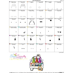 Halloween Truck Gnomes And Pumpkins Applique Design Pattern-3