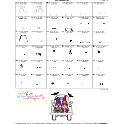 Halloween Truck And Gnomes Applique Design Pattern-3
