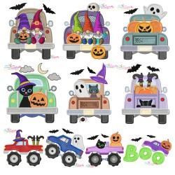 Halloween Trucks Applique Design Bundle-1