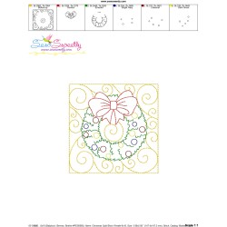 Christmas Quilt Block Wreath Embroidery Design Pattern-3