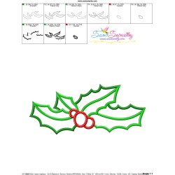 Christmas Holly Leaves-5 Applique Design Pattern-3