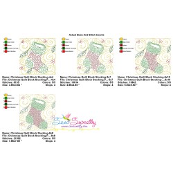 Christmas Quilt Block Stocking Embroidery Design Pattern-2